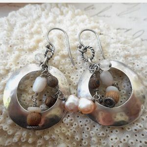 Silpada  Hammered Silver Rose Quartz Earrings
